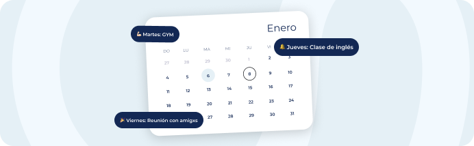calendario con las clases de ingles agendadas